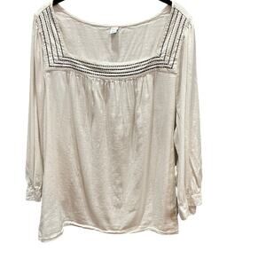 Old Navy Square Neck 3/4 Sleeve Tunic Top Pintuck Details XXL Relaxed Shirt